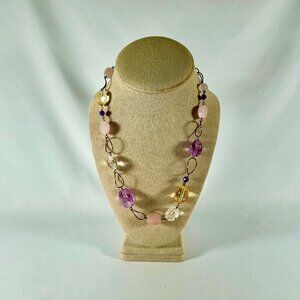 J&T 37 IN THAI .925 GOLD VERMEIL, SEMI-PRECIOUS STONE NECKLACE